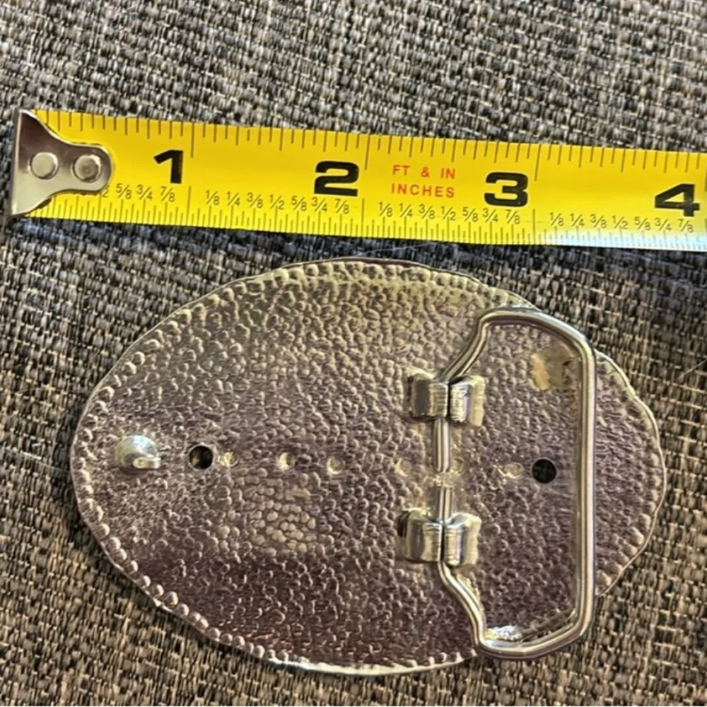 Vintage Flower Leaf Belt Buckle Silver Tone About 3 1/4" - Picture 4 of 5